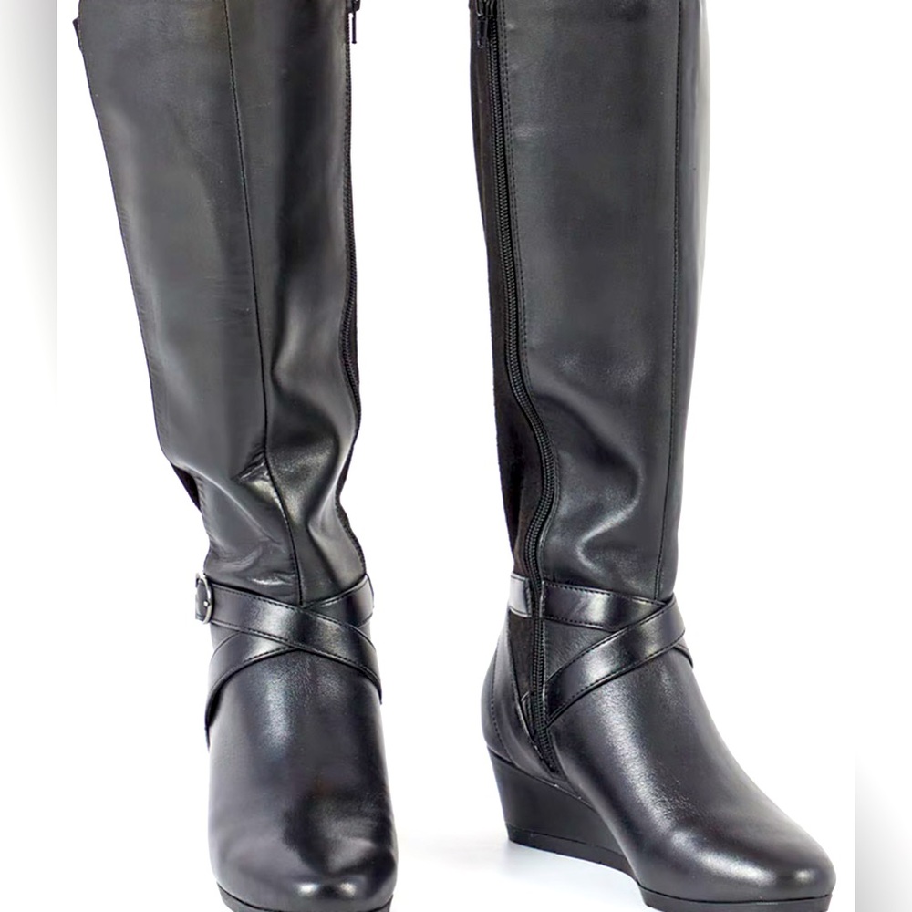 Giani Bernini Womens Chelseyy Boots Leather Wedge/ black